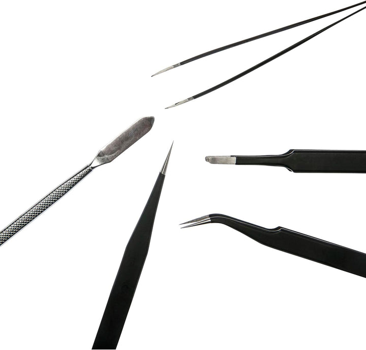 WGB ESD Pinzetten Set inklusive Rolltasche und Schutz vor elektrostatischer Entladung, Präzisionspin