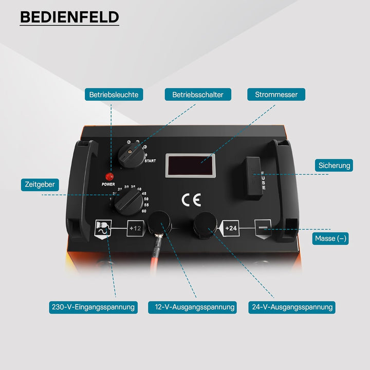 WilTec Batterieladegerät Batterie 12V 24V Ladegerät Akkuladegerät Boost 630