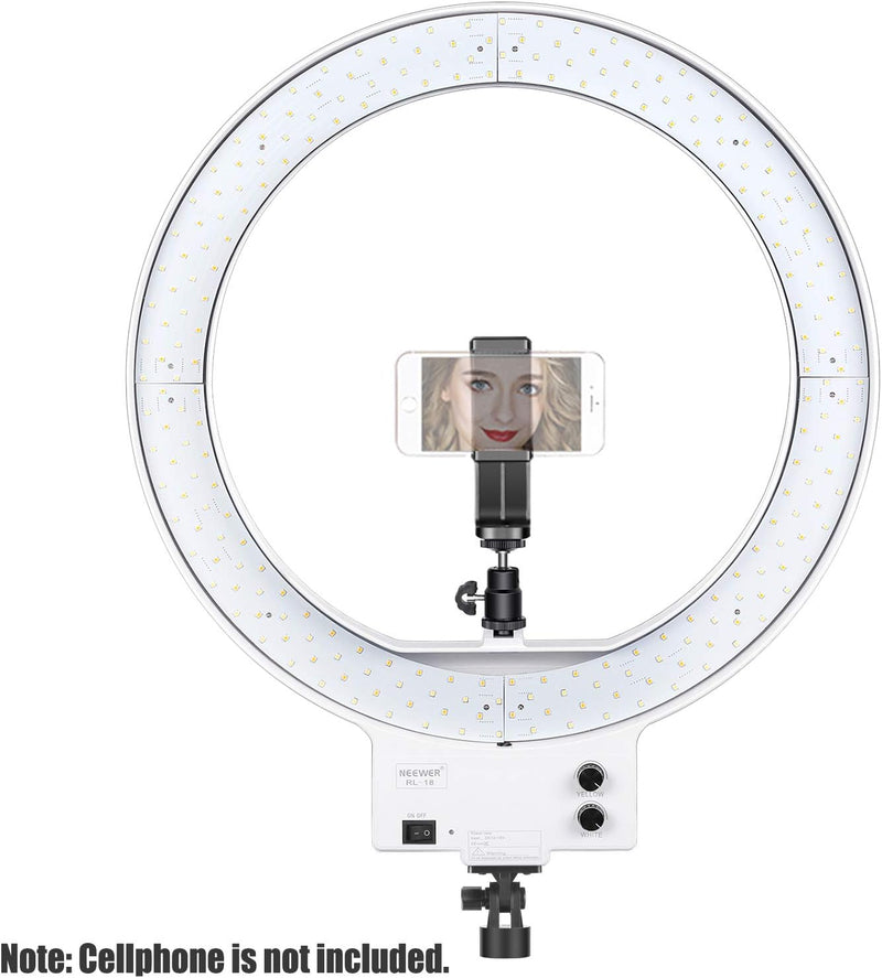Neewer 18 Zoll dimmbares weisses LED Ringlicht mit silbernem Lampenständer Licht Set mit weicher Fil