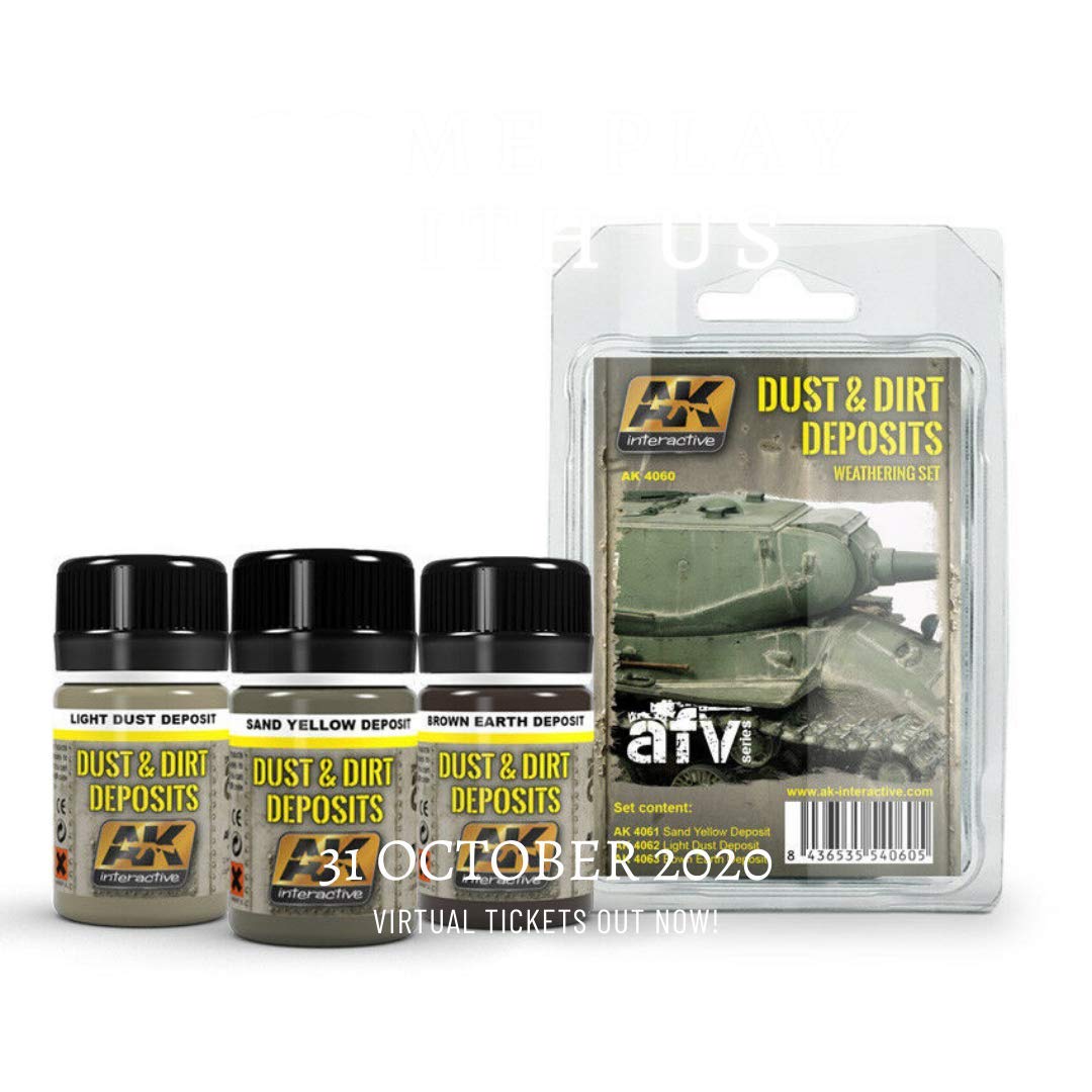 AK Interactive AFV AK4060 Dust & Dirt Deposits Weathering Acrylic Paint Set