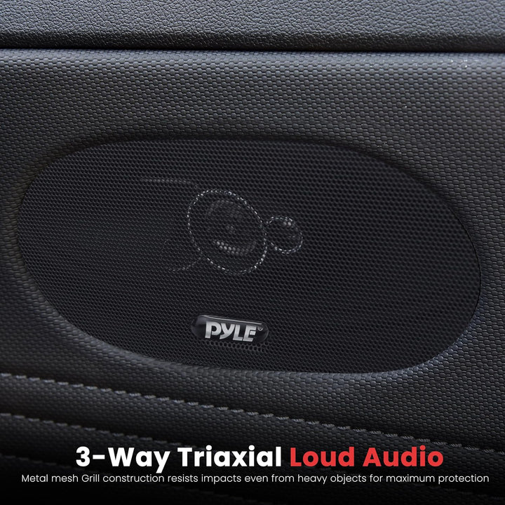 Pyle 3-Wege Universal Auto Lautsprecher - 300W 4"x10" Triaxial, Profi Audio, Tür-/Seitenkompatibel,