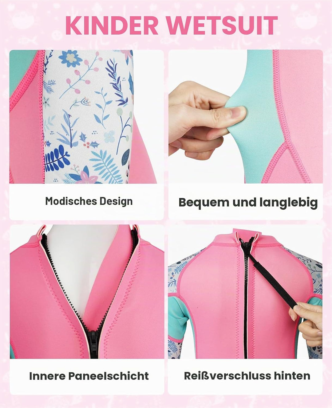 Gogokids Kinder Neoprenanzüge Thermische Bademode, Mädchen Einteiler Badeanzüge 2.5mm Neopren Tauche