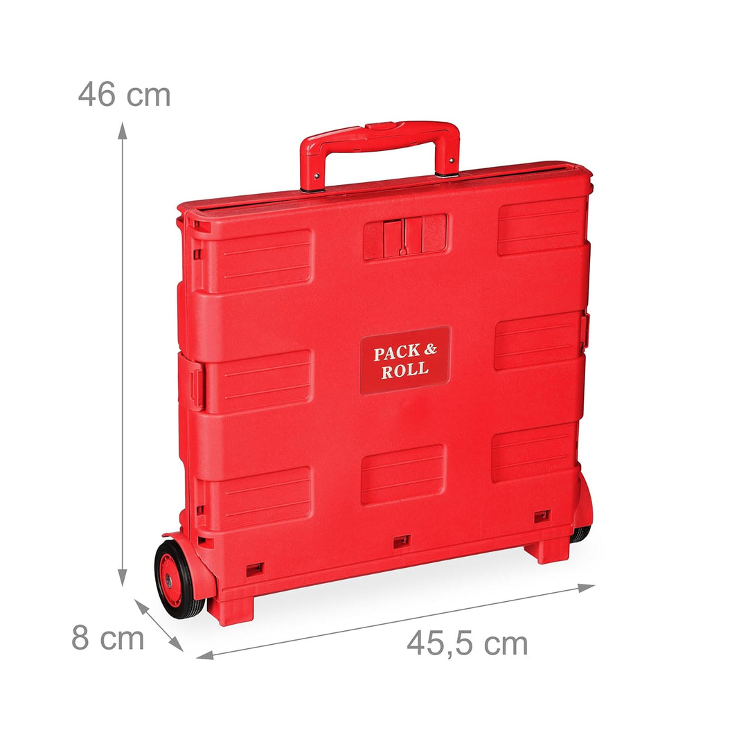 Relaxdays Einkaufstrolley, Klapptrolley mit Rollen & Teleskopgriff, bis 35 kg, Faltbare Einkaufshilf