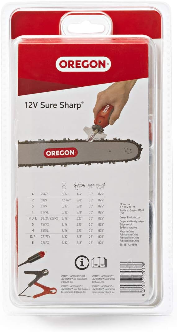 Oregon 12 V Schleifgerät mit Zigarettenanzünderstecker, Schärfgerät für die Wartung von Sägeketten (