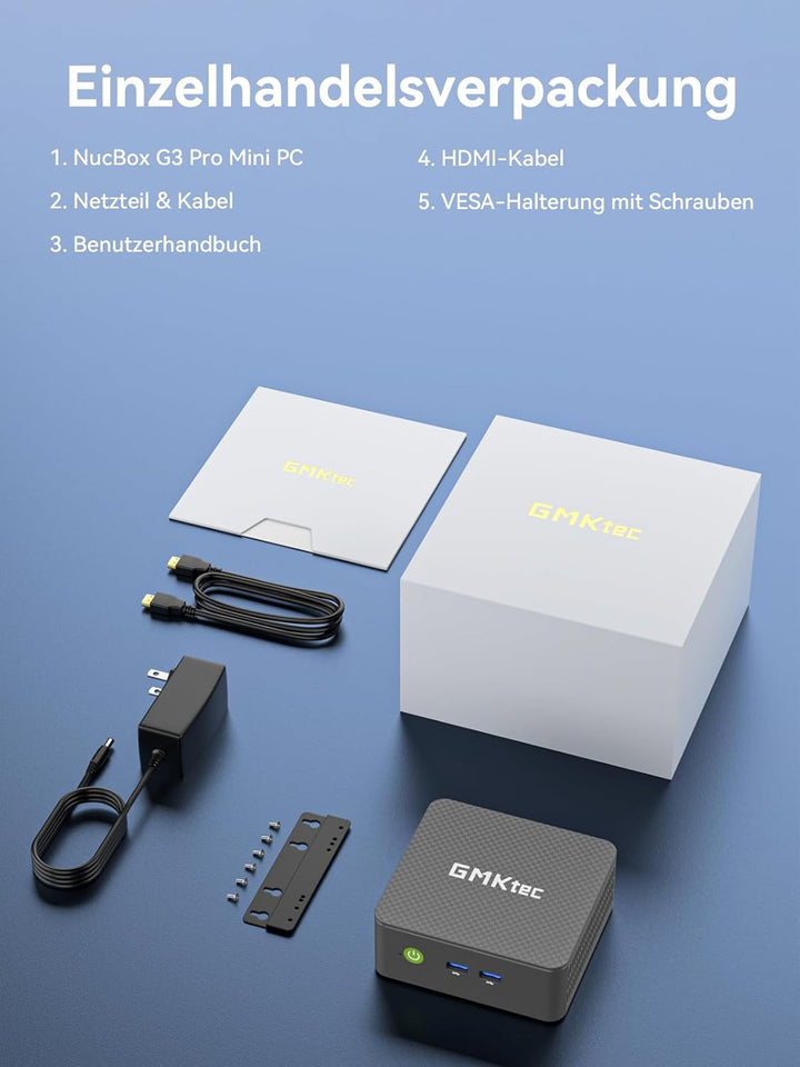GMKtec Mini PC, 3-Jahre-Support, mit Intel i3-10110U (Beats 4300U/3250U) bis zu 4,1 GHz, G3 Pro Micr