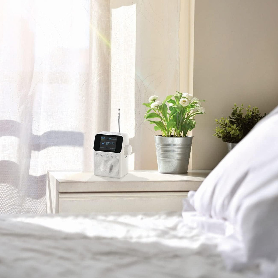 VR-Radio Badradio: 2in1-Steckdosenradio mit DAB+, Bluetooth, Bewegungsmelder, Akku, 8 W (DAB Radio S