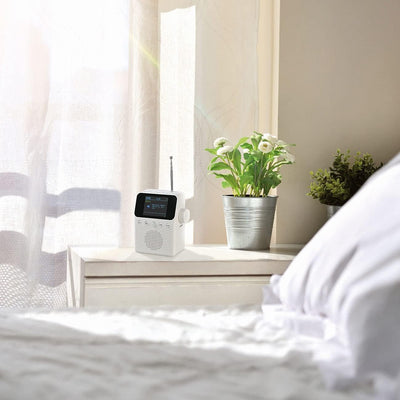VR-Radio Badradio: 2in1-Steckdosenradio mit DAB+, Bluetooth, Bewegungsmelder, Akku, 8 W (DAB Radio S