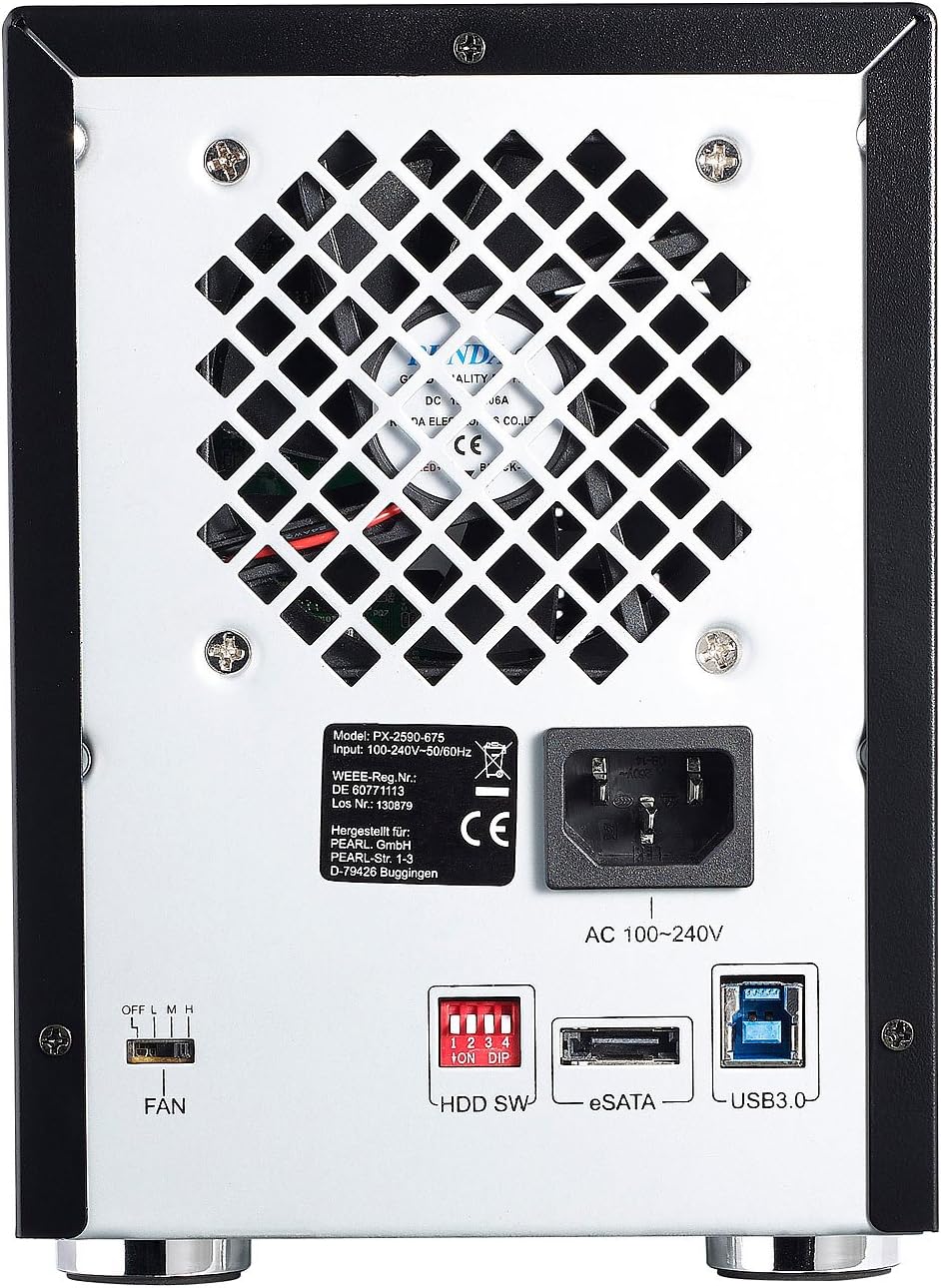 Xystec Festplattengehäuse: 4-Fach-Festplatten-Gehäuse für 3.5" &amp; 2.5" (SATA); mit USB 3.0 &amp; eSATA (4
