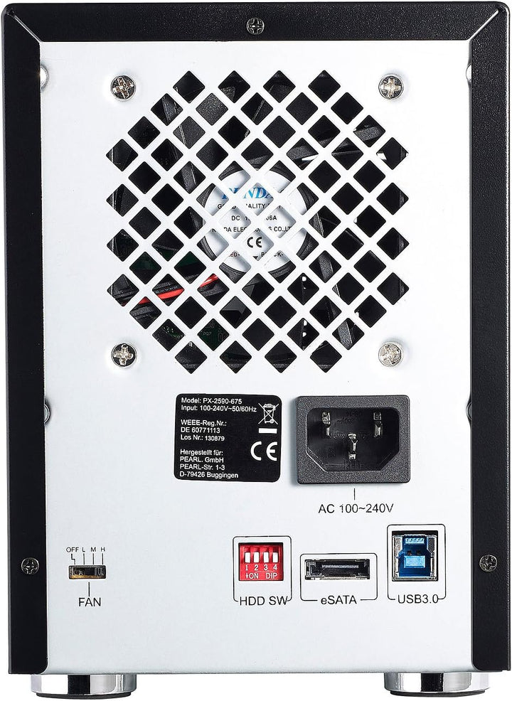 Xystec Festplattengehäuse: 4-Fach-Festplatten-Gehäuse für 3.5" &amp; 2.5" (SATA); mit USB 3.0 &amp; eSATA (4