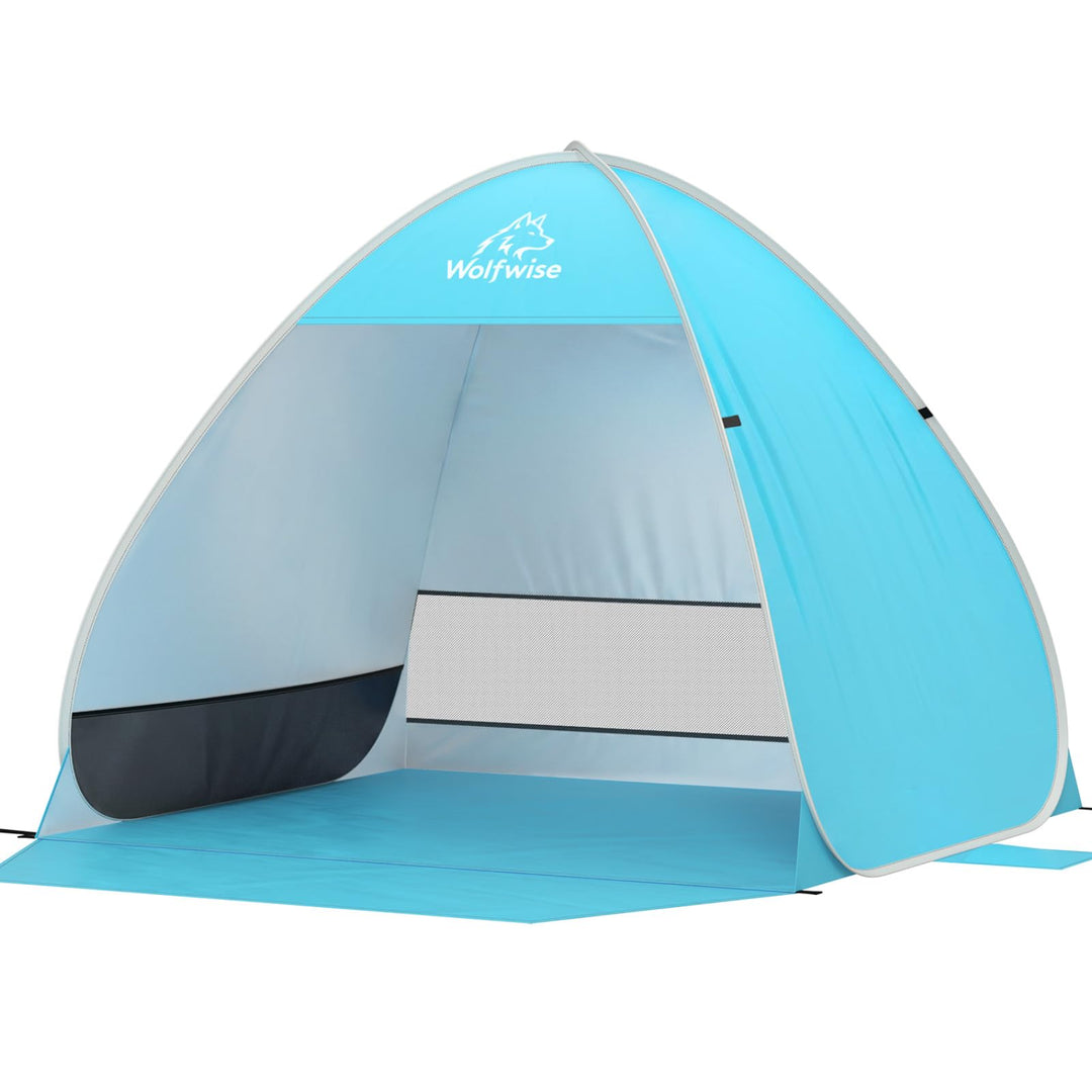 Wolfwise Strandmuschel Pop Up, UPF50+ Sonnenschutz, tragbar mit Tragetasche, sofortiger und einfache