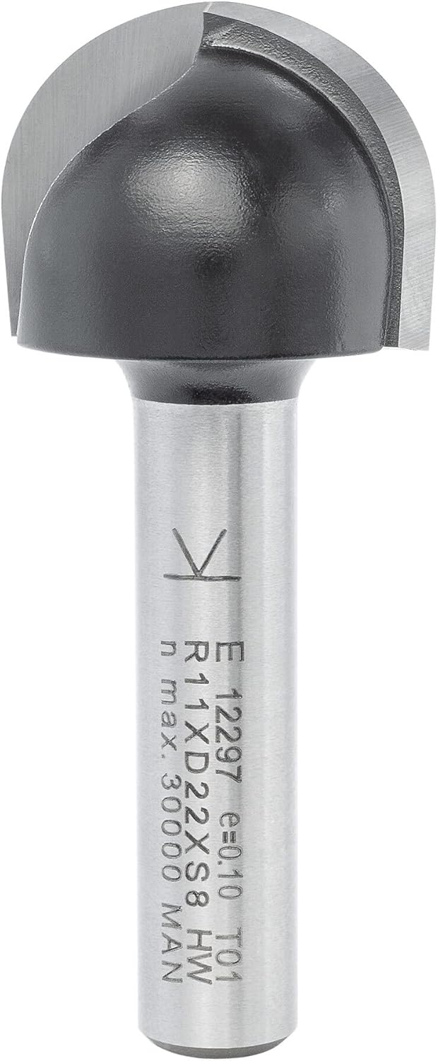 ENT 12297 Hohlkehlfräser HW, Schaft (S) 8 mm, Radius (R) 11 mm, Durchmesser (D) 22 mm, NL 16 mm, SL