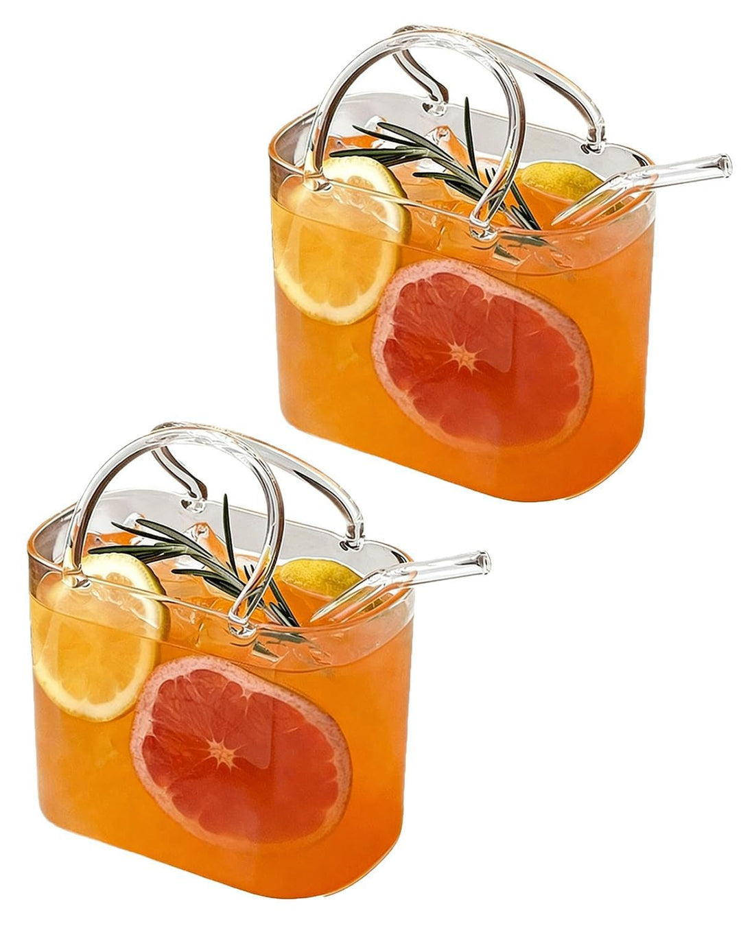 770 ml Trinkglas in Handtaschenform mit Strohhalm, einzigartige Handtaschen-Vase für Getränke, dekor