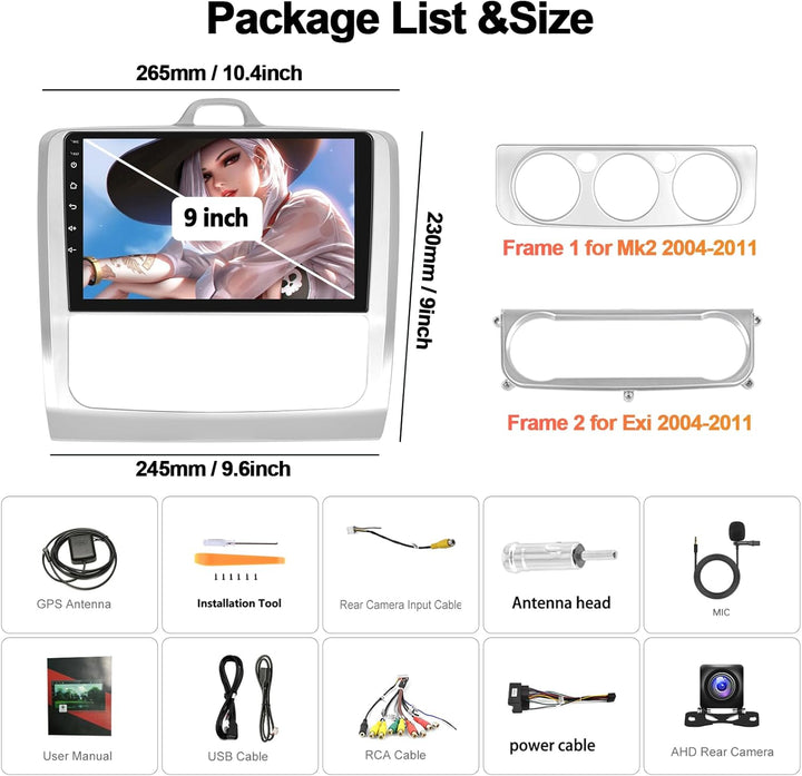 2G+32G CAMECHO Android 13 Autoradio mit Navi für Ford Focus Exi MT 2 3 Mk2/Mk3 2004-2011,9 Zoll Bild