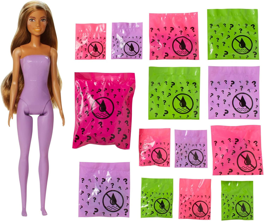 Barbie GXV93 - Color Reveal Fantasy Fashion Meerjungfrau Puppe &amp; Haustier, mit Aufkleber und 25 Über
