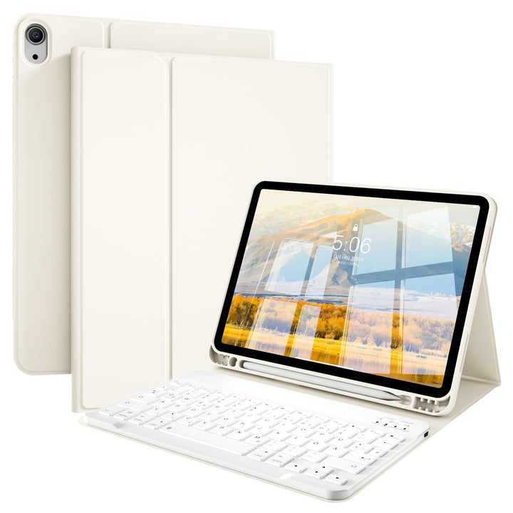 Tastatur Hülle für iPad Air 11 Zoll M4/M3/M2 &amp; iPad Air 5./4. Gen Creme Weiss, Creme Weiss