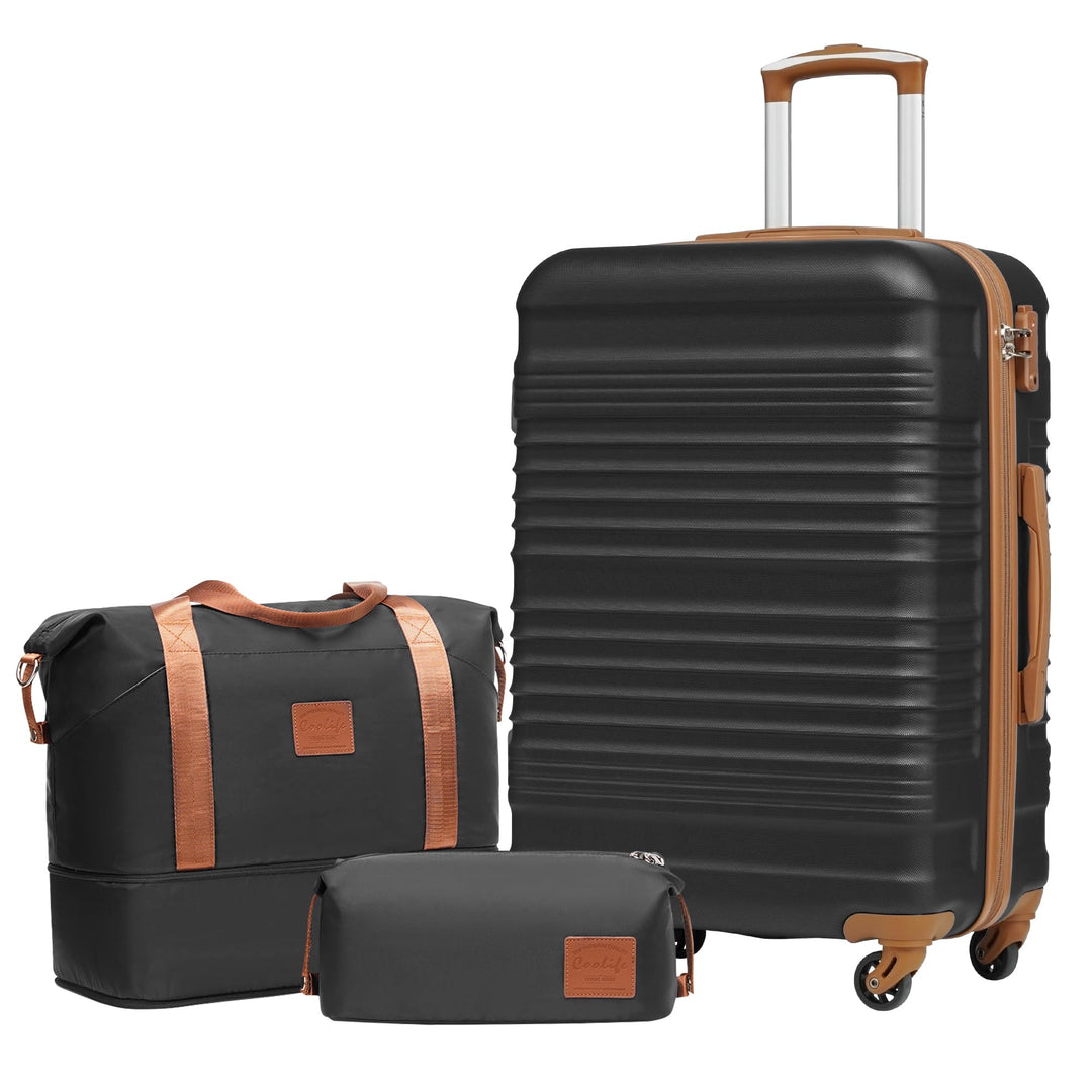 COOLIFE Koffer-set Trolley Koffer ABS Hartschale Reisekoffer 4 Rollen TSA-Schloss einziehbarer Troll