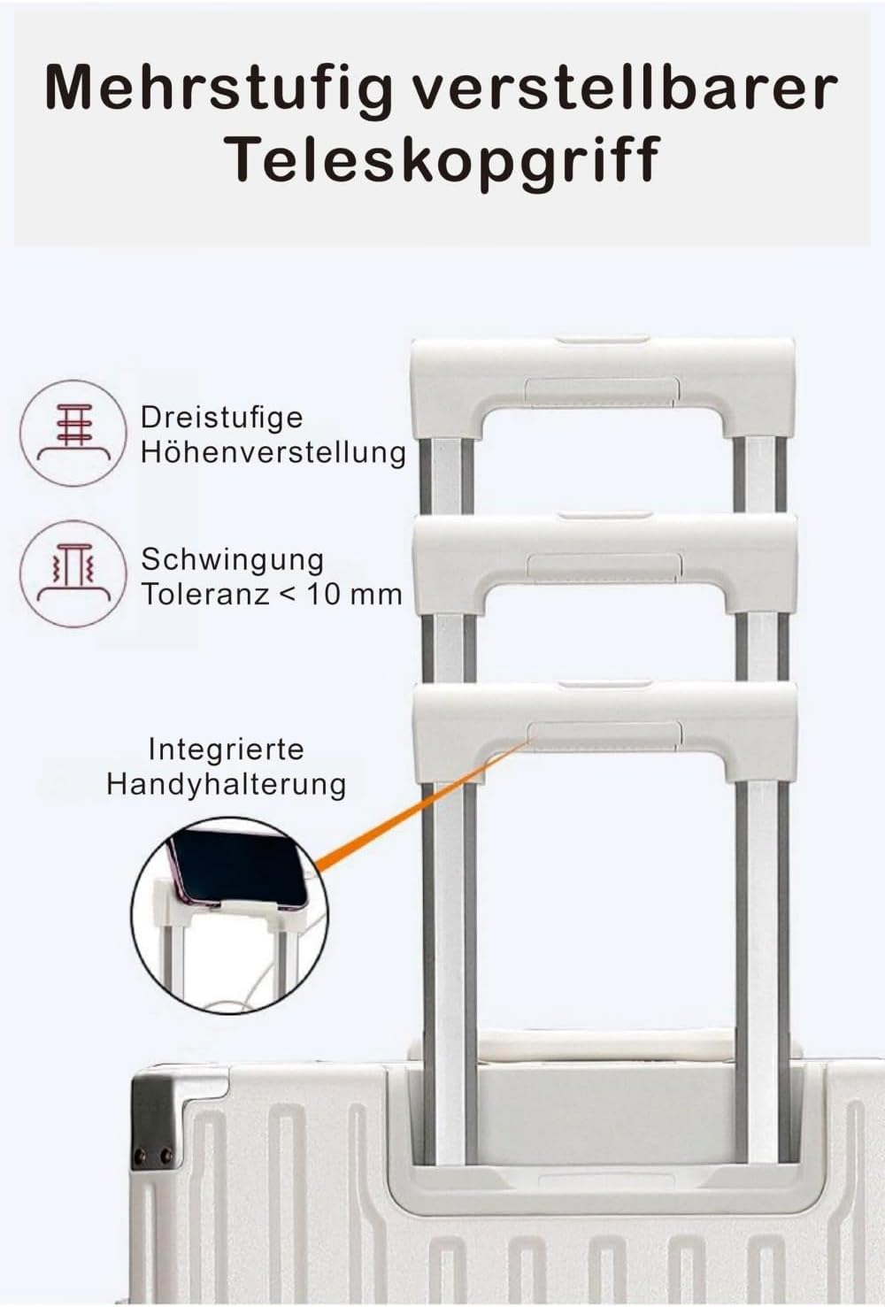 Alu-Rahmen Handgepäck Koffer (55cm) - 45L Hartschalenkoffer mit Becherhalter & Handyhalter - Premium