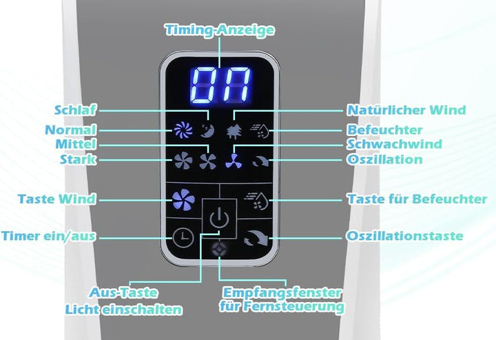 Eulenke Standventilator mit Wasser, Ventilator mit Nebelfunktion, 75W Sprühnebel Ventilator mit Fern