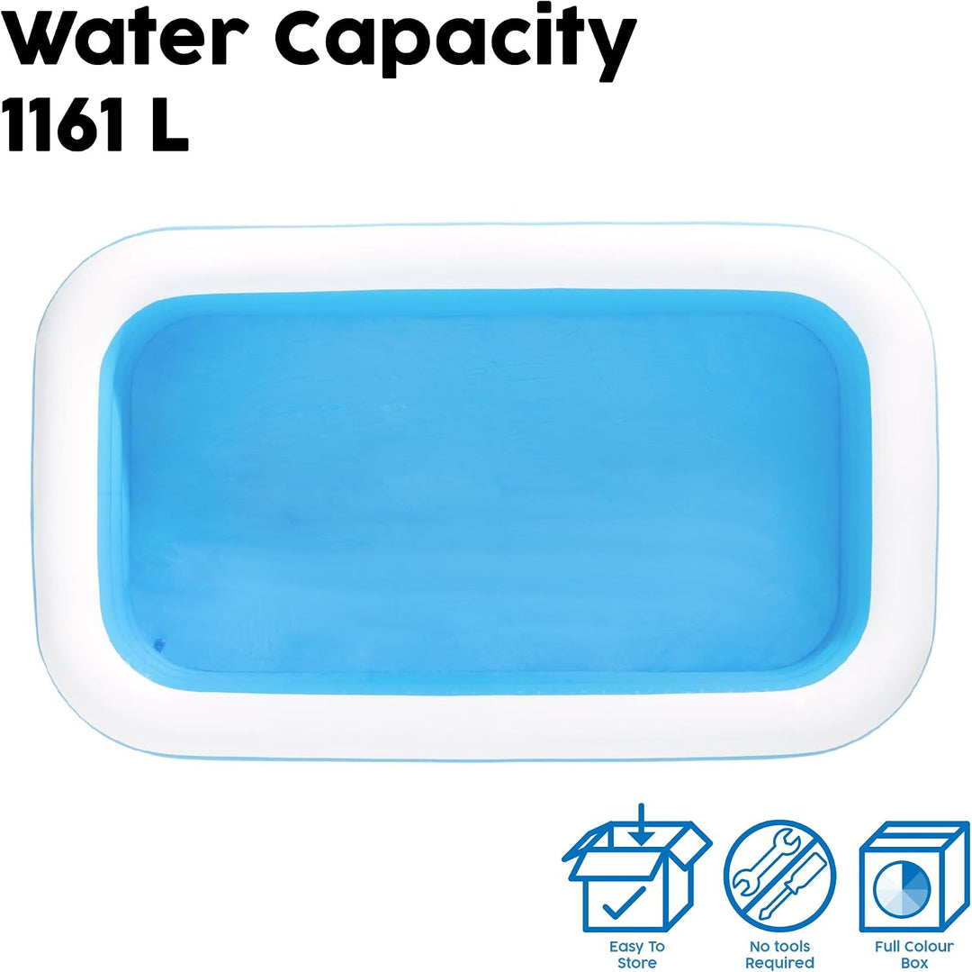 Bestway Family Pool Deluxe, aufblasbares Kinder-Planschbecken 305 x 183 x 56 cm, 305 x 183 x 56 cm
