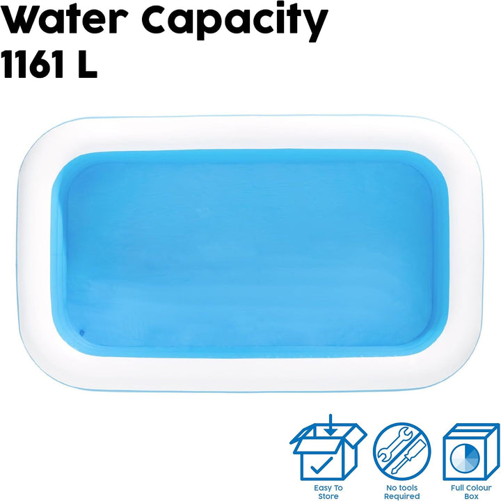 Bestway Family Pool Deluxe, aufblasbares Kinder-Planschbecken 305 x 183 x 56 cm, 305 x 183 x 56 cm