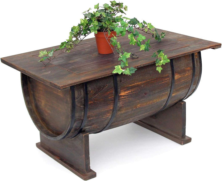 DanDiBo Couchtisch Wohnzimmer Vintage halbiertes Weinfass 5084-H 80cm Tisch aus Holz Beistelltisch W