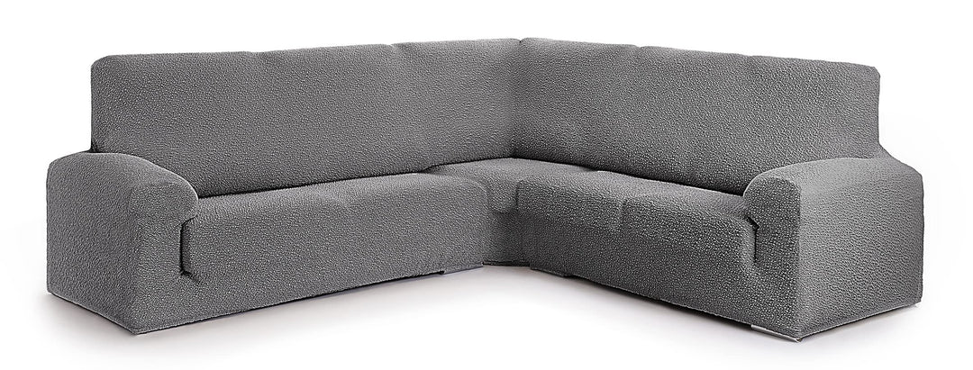 Milica Bezug für Ecksofa aus anpassbarem Stoff, normale Grösse (bis zu 450 cm), Farbe 16 Dunkelgrau
