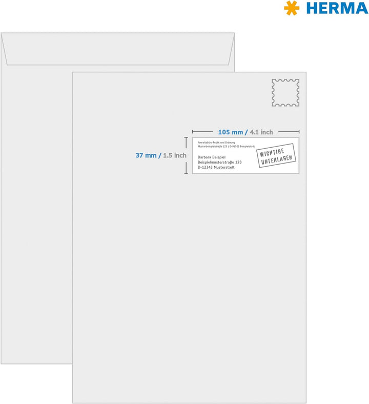 HERMA 4259 Farbige Etiketten grün, 100 Blatt, 105 x 37 mm, 16 Stück pro A4 Bogen, 1600 Aufkleber, se