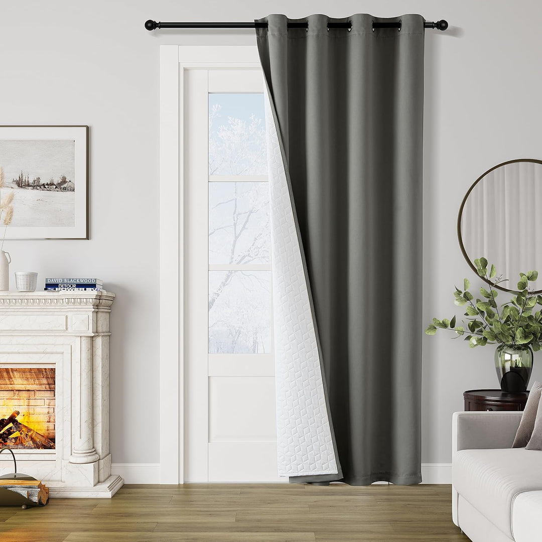 MIULEE Thermovorhang Tür Kälteschutz gesteppt doppellagig 132 * 245cm Grau | Doppellagiger gesteppte