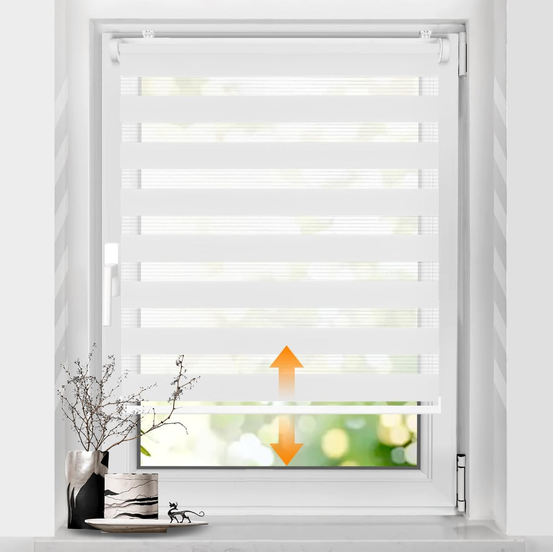 SBARTAR Doppelrollo schnurlos Klemmfix Rollos für Fenster ohne Bohren &amp; zum Bohren, Weiss B75 x H120