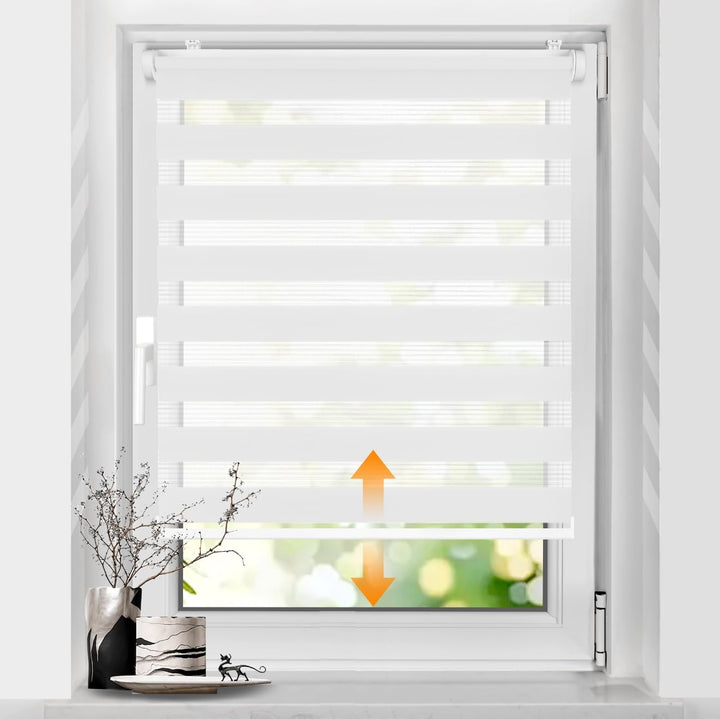 SBARTAR Doppelrollo schnurlos Klemmfix Rollos für Fenster ohne Bohren &amp; zum Bohren, Weiss B75 x H120