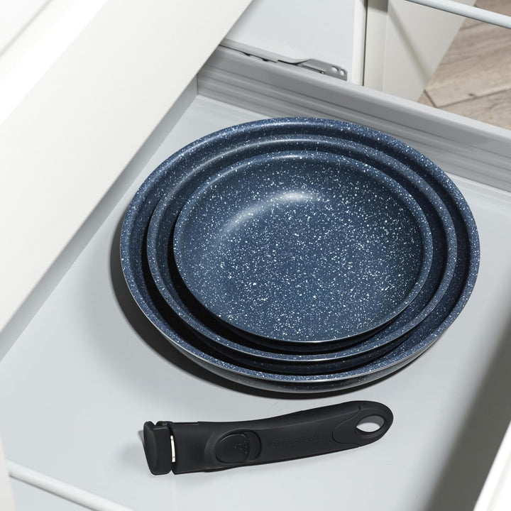 Russell Hobbs Nightfall Stone Pfannenset – Smart Clip Antihaftpfannen, 20, 24 &amp; 28 cm, mit abnehmbar