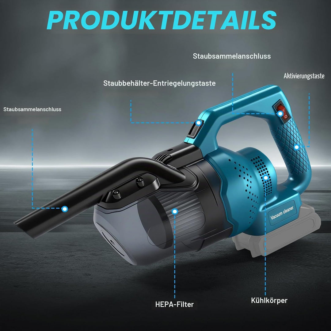 Akku Handstaubsauger Kompatibel mit Makita 18V Batterie, 16KPa 4-in-1 Multifunktionaler Staubsauger,
