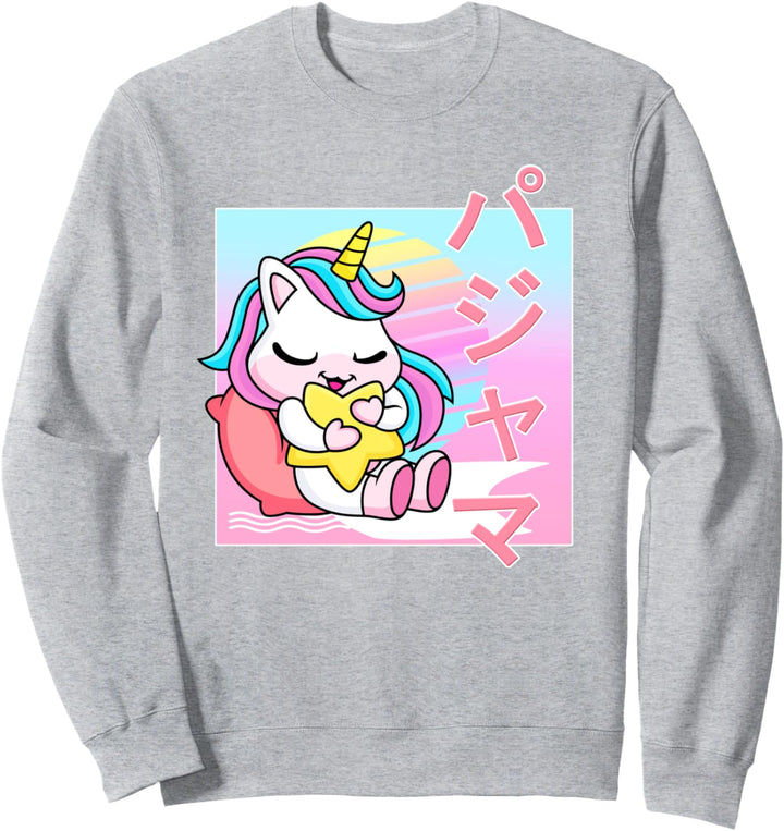 Schlafanzug, Einhorn-Motiv, japanisches 90er-Jahre-Retro-Design Sweatshirt
