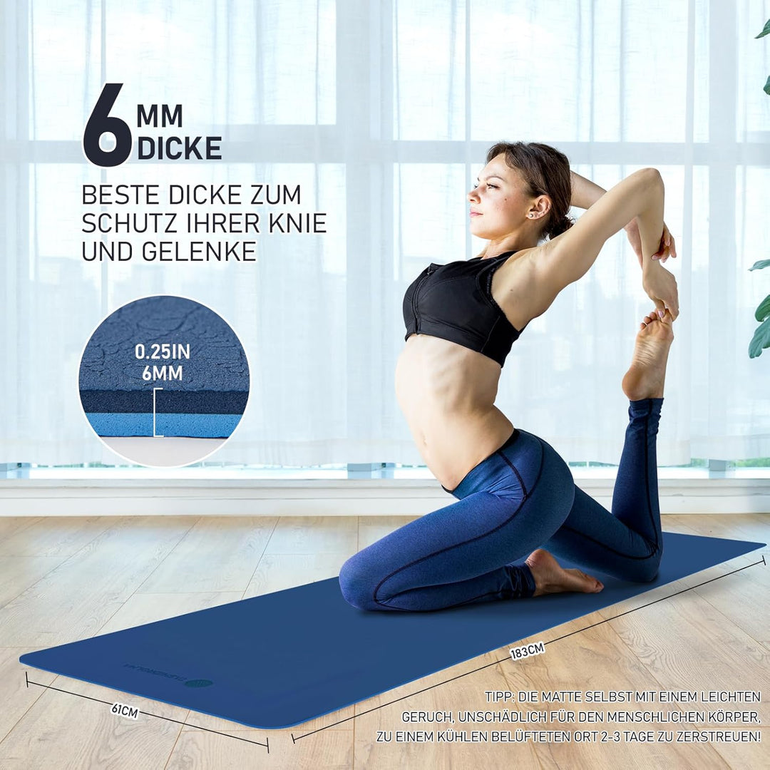 Yogamatte Rutschfest, Gymnastikmatte Mit Tragegurt, Sportmatte Für Fitnessstudio, Zuhause, Reisen, 1