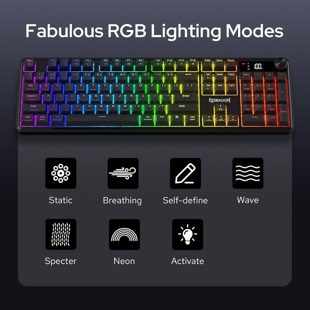 Redragon CB204 Gaming-Tastaturen &amp; -Mäuse Combos 3 Moden Membran | 2.4G BT Kabel RGB Tastatur Maus M