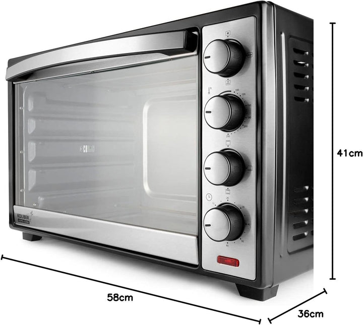 Koliber SUPERMAX X 3000W Backofen 48L Umluft Drehspiess Familienofen Pizzaofen Edelstahl 2000W Ober