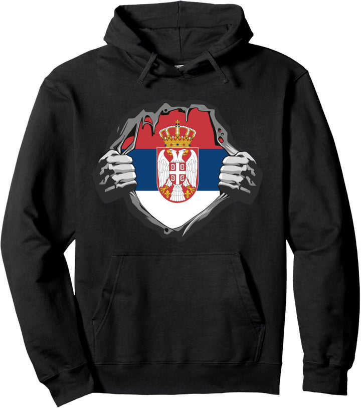 Serbien zerrissenes Hemd-Design zeigt Ihr serbisches Herz Pullover Hoodie