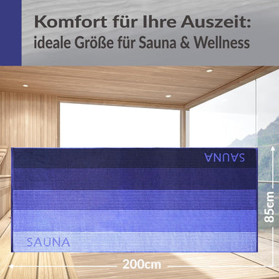 Lashuma Saunatuch Helsinki, Blau - Schwarz, Hochwertiges XXL Handtuch, Badehandtuch Strandtuch 85x20