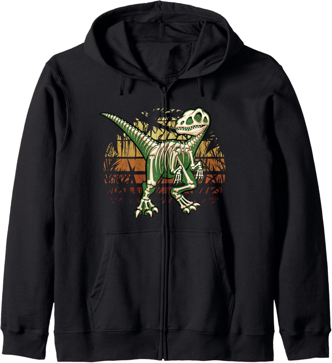 Vintage Dschungel Retro Dino Velociraptor Skelett Raptor Kapuzenjacke