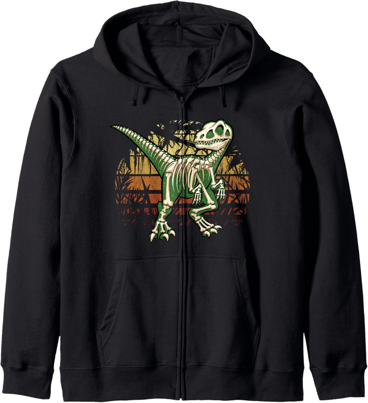 Vintage Dschungel Retro Dino Velociraptor Skelett Raptor Kapuzenjacke