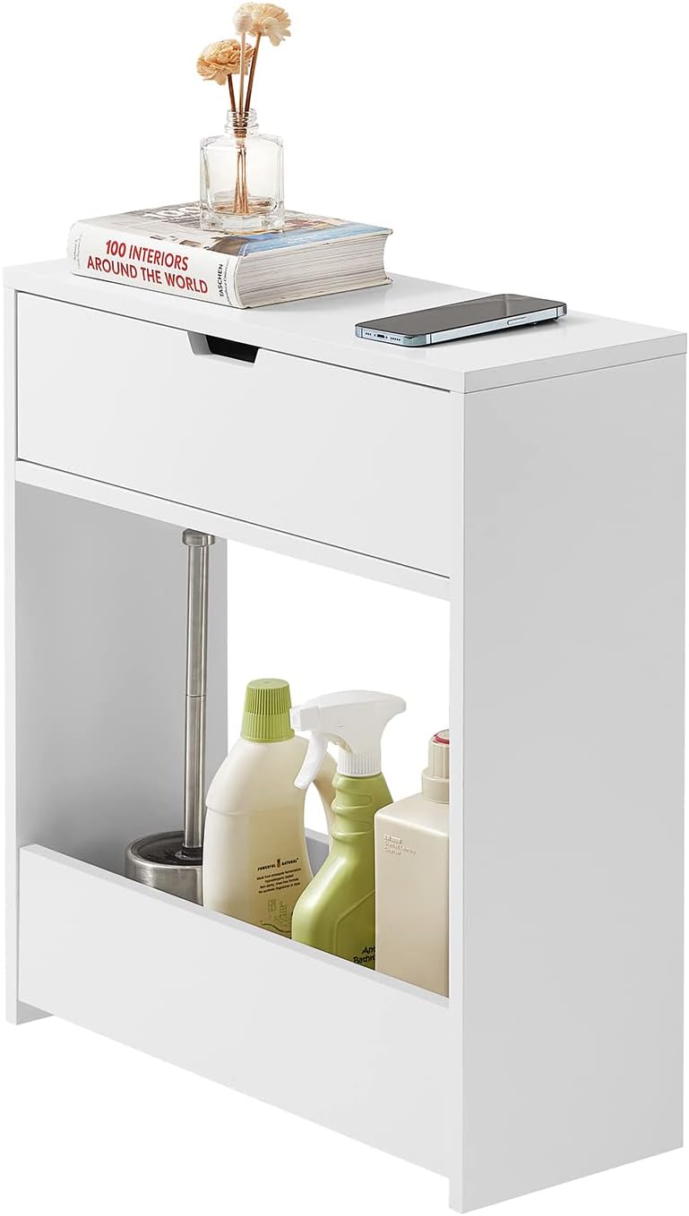SoBuy BZR48-W Nischenregal Nischenschrank schmales Regal Badezimmerschrank Badschrank mit 1 offener