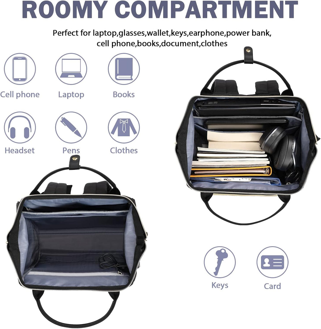 EMPSIGN Laptop Rucksack Damen mit Laptopfach 17 Zoll, Laptop Rucksack Schulrucksack Mit USB Ladeansc