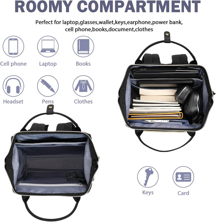 EMPSIGN Laptop Rucksack Damen mit Laptopfach 17 Zoll, Laptop Rucksack Schulrucksack Mit USB Ladeansc