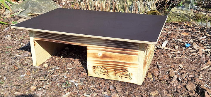 Premium Schildkrötenhaus (SH11) aus 20mm Vollholz - Wetterfest mit Boden und Tür inc. verstellbare B