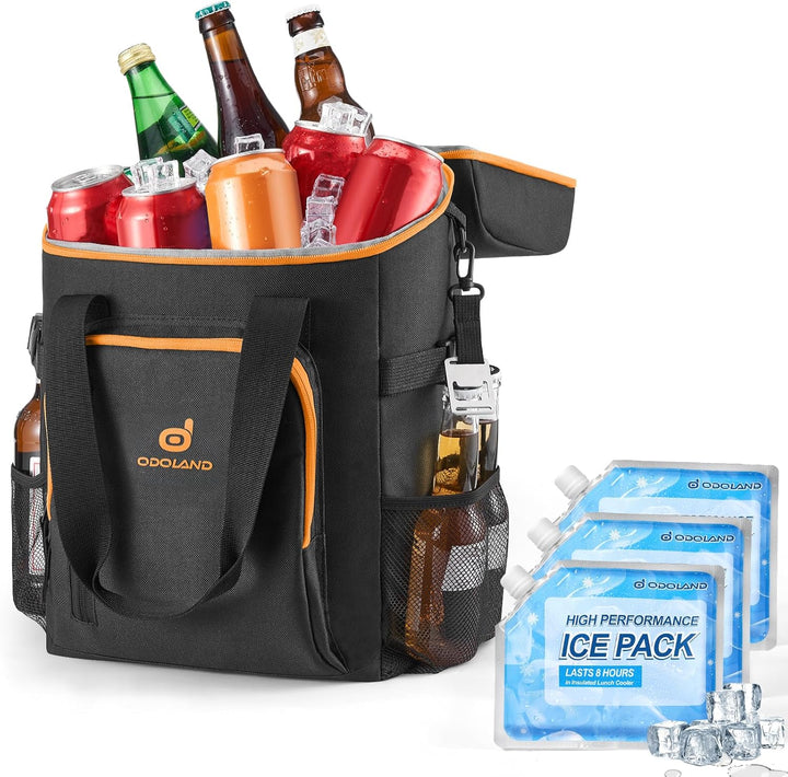 Odoland Kühlrucksack mit 3 Kühlakkus, 30 can Thermo Kühltasche Wasserdicht Rucksack zum Kühl mit Fla