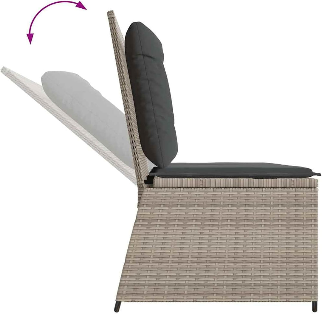 Homgoday Gartenliegebank Hellgrau Poly-Rattan 108 cm Sitzbreite, 2-Personen, für Entspannung und Fre