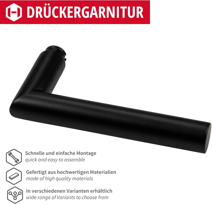 Gedotec Drückergarnitur Schwarz matt [BB - Buntbart] 1x Tür Beschläge Rund-Rosette I Türgriffe Innen
