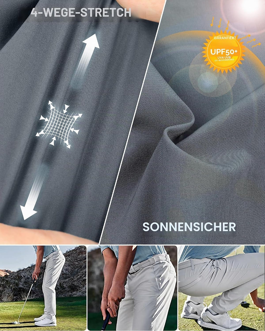 33,000ft Herren Golfhosen Atmungsaktive Stretch Hose für Männer Schnelltrockende Stretch Lange Golfh