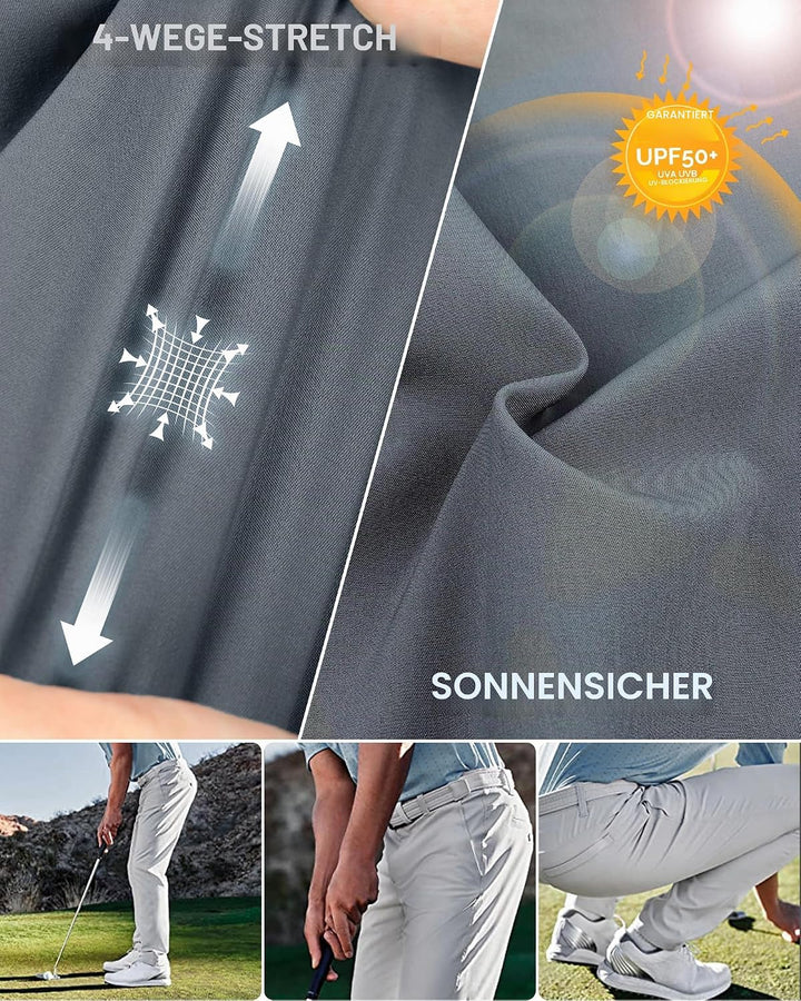 33,000ft Herren Golfhosen Atmungsaktive Stretch Hose für Männer Schnelltrockende Stretch Lange Golfh