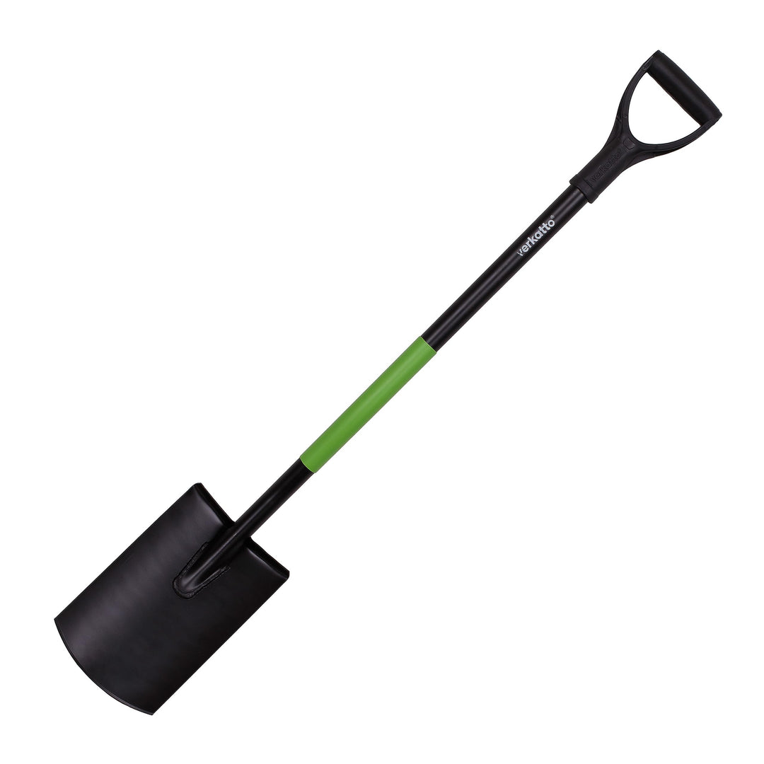 Mivos Runder Gärtnerspaten aus Gehärtetem Stahl - 110 cm - Gartenspaten mit Breite Trittkante - Grab